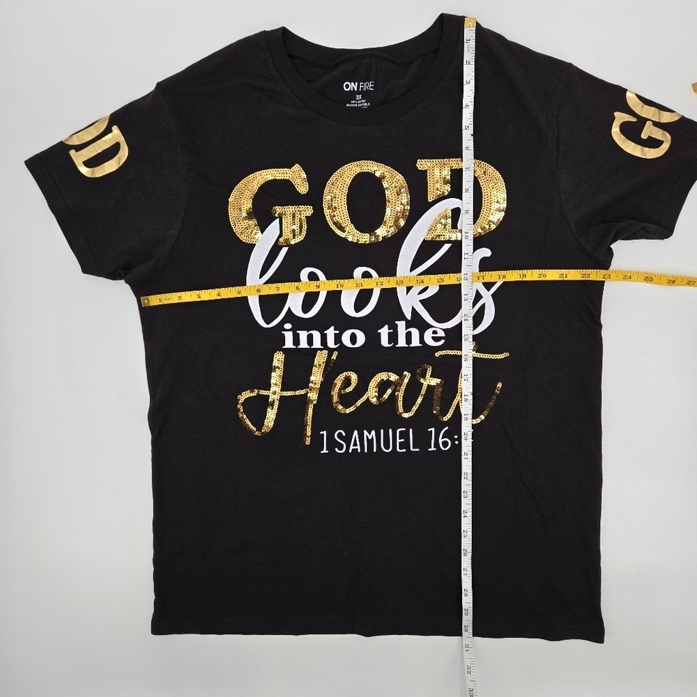 On Fire Black and Gold Spiritual Graphic T-Shirt - Picture 5 of 6